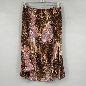 Y2K Midi Fairy Skirt Size Small Leopard‎ Paisly Pink Girly Asymmetrical Hem Midi
